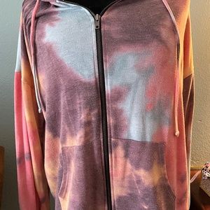 Zippered tie dye hoodie